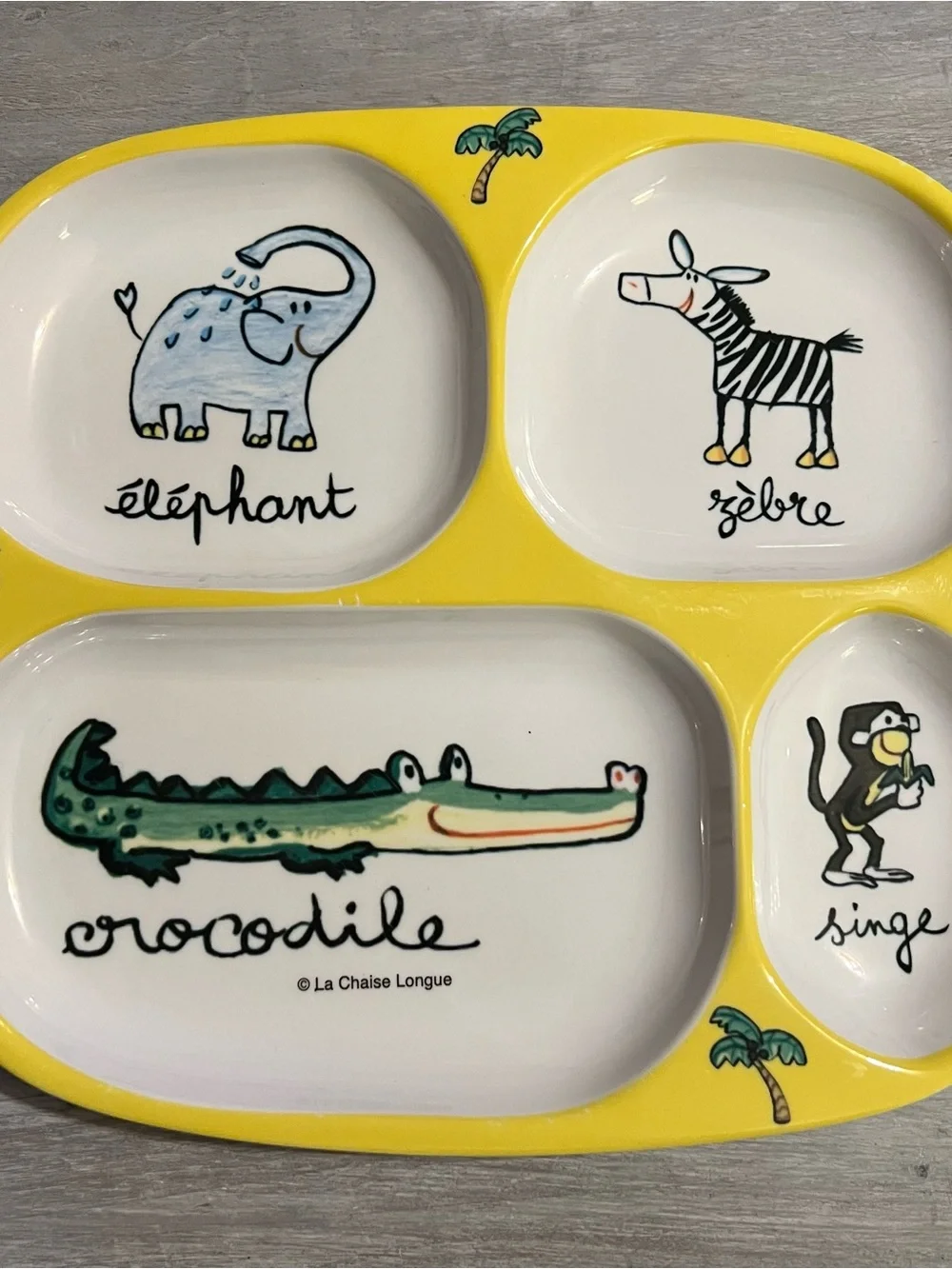 BabyCie Melamine Sectioned Toddler Plates Elephant/yellows & Poodles/pinks-Set 2